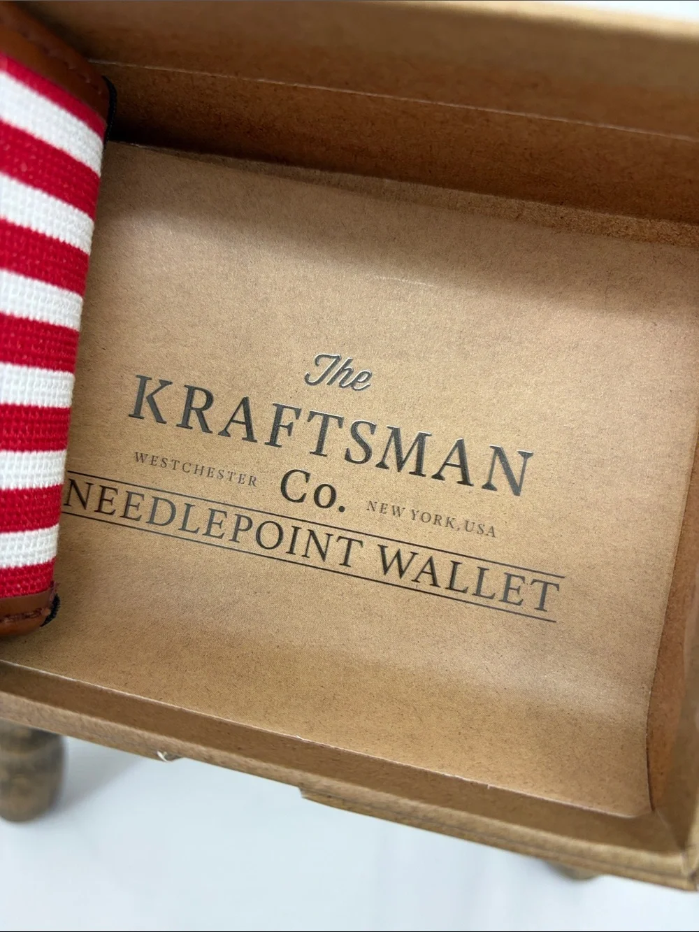 NIB Kraftsman Co American Flag Needlepoint Bifold Wallet